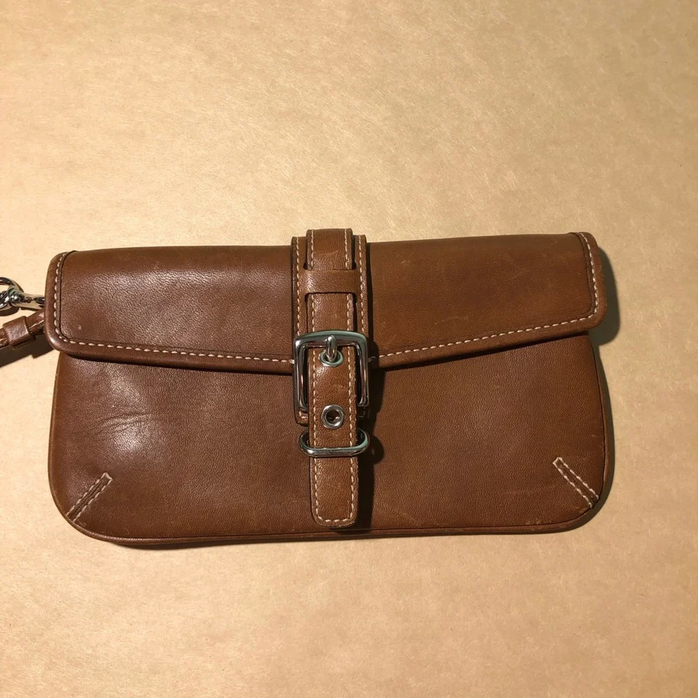 Vintage Coach Brown Leather Wristlet EUC